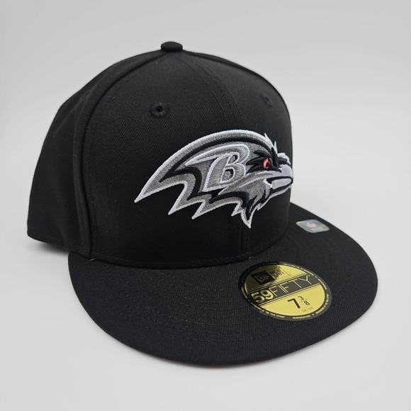 New Era 59Fifty NFL Baltimore Ravens On-Field Black/Silver Size 7 3/8 New - Picture 3 of 5